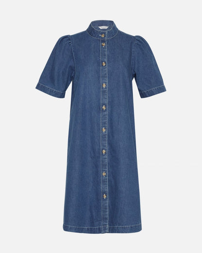 MSCH Copenhagen Shayla SS Shirt Dress Mid Blue Wash - hvittrad.no