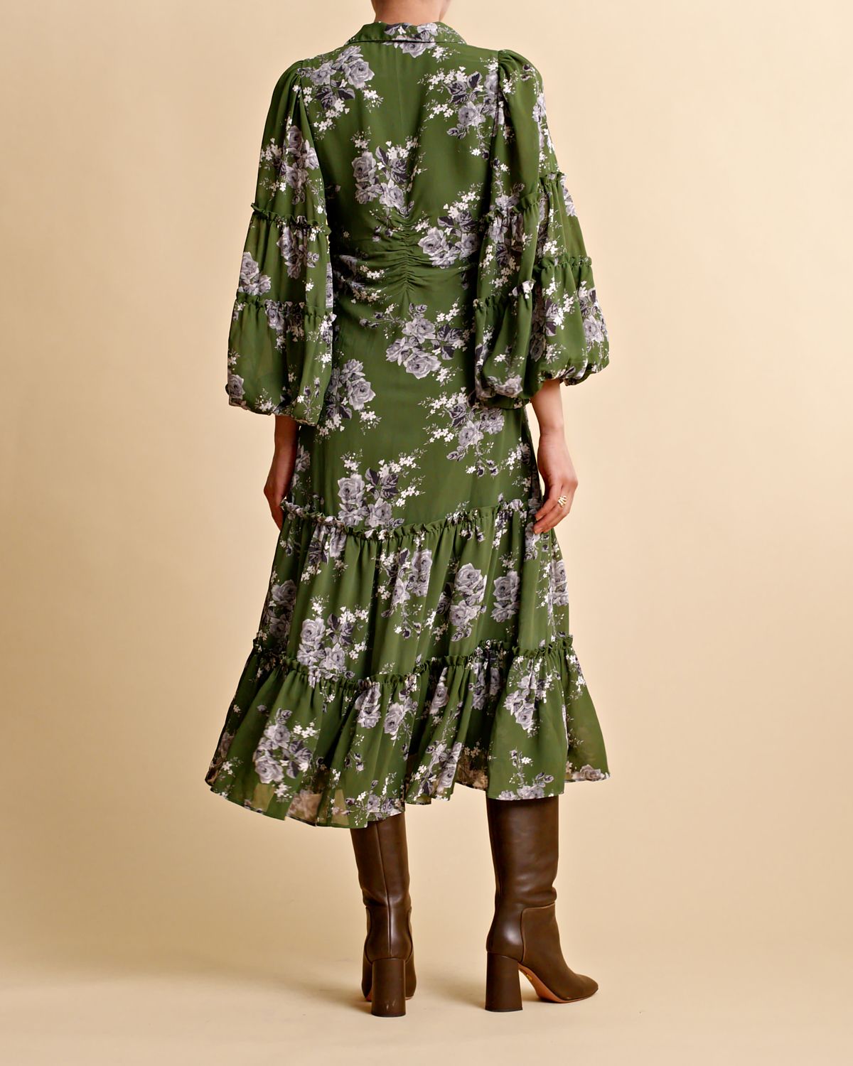 byTiMo Spring Shirt Dress Green Rose - hvittrad.no