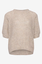 Noella Roy Short S/L Jumper Light Grey Mix - hvittrad.no