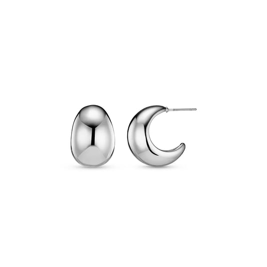 Statement Domed Tapered Earring Silver